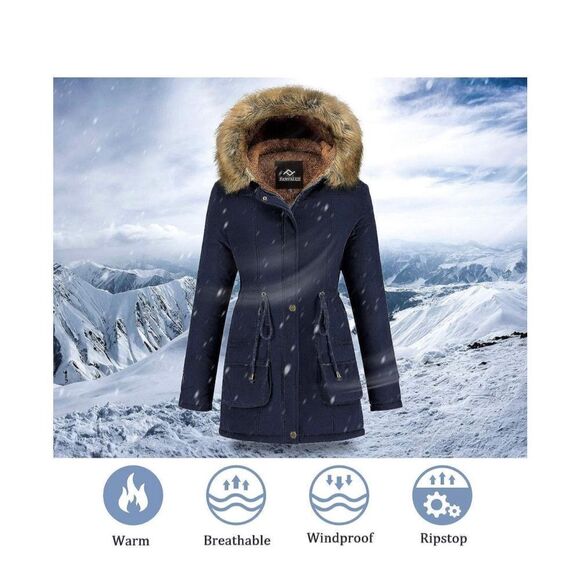 NEW FARVALUE Coat Hooded Puffer Thicken Parka Jacket XL - Picture 5 of 7